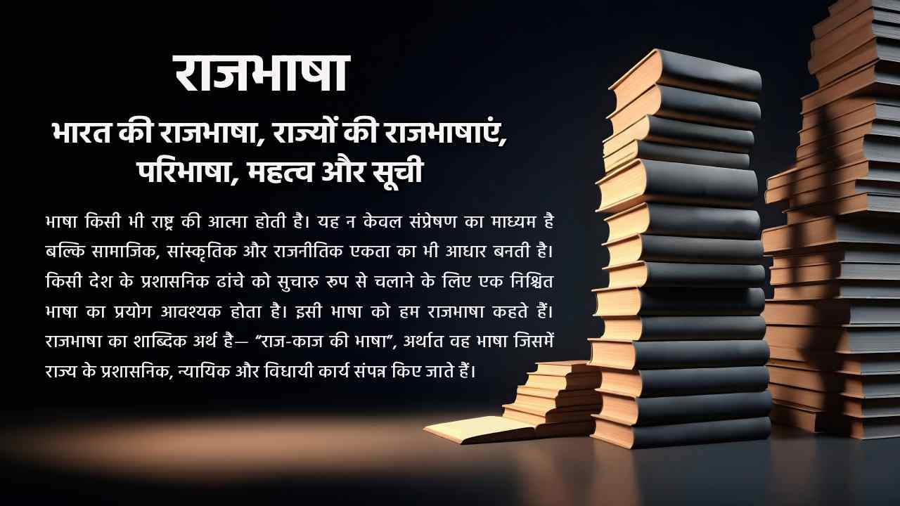राजभाषा : भारत की राजभाषा, राज्यों की राजभाषाएं, परिभाषा, महत्व और सूची